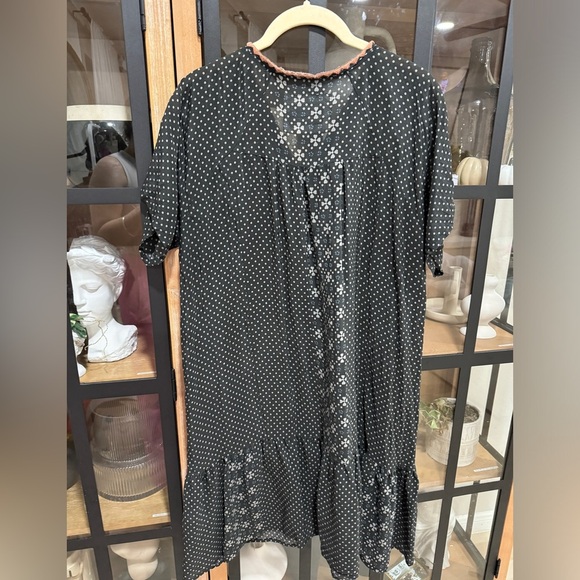 Johnny Was Silk Biya mini dress embroidered flowers floral ruffles short sleeve - Picture 4 of 9